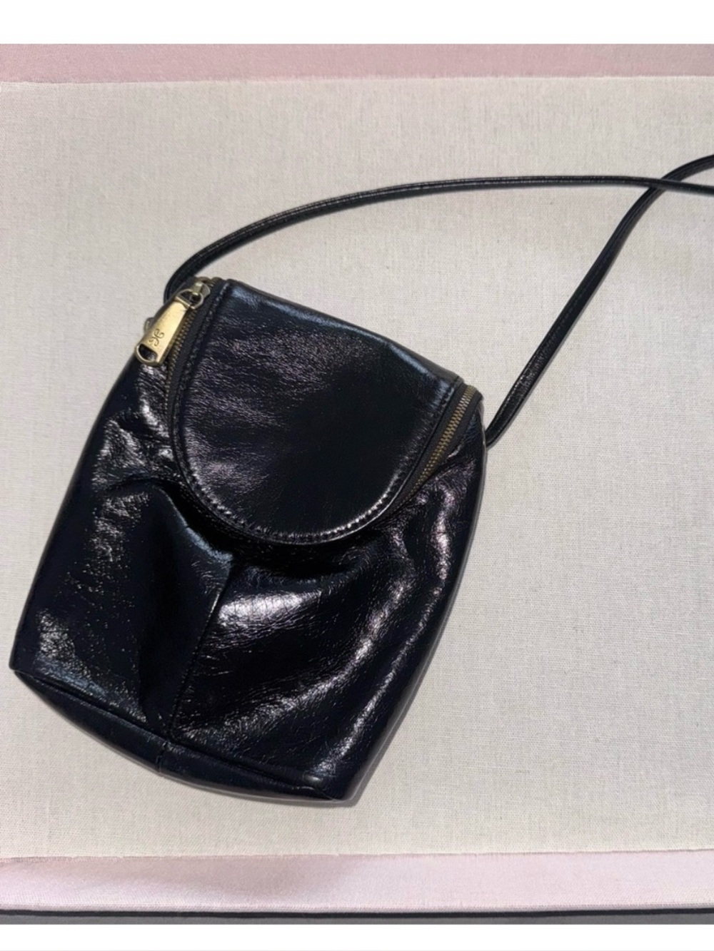 HOBO International Leather Fern Collection Small Crossbody Bag Black